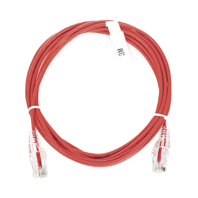 Cable de Parcheo Slim UTP Cat6 – 3 Metros (9.84 Pies) Rojo Diámetro Reducido (28 AWG)