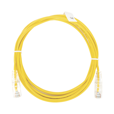 Cable de Parcheo Slim UTP Cat6 – 3 Metros (9.84 Pies) Amarillo Diámetro Reducido (28 AWG)
