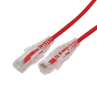 Cable de Parcheo Slim UTP Cat6A – 0.5 Metros (1.64 Pies) Rojo, Diámetro Reducido (28 AWG)
