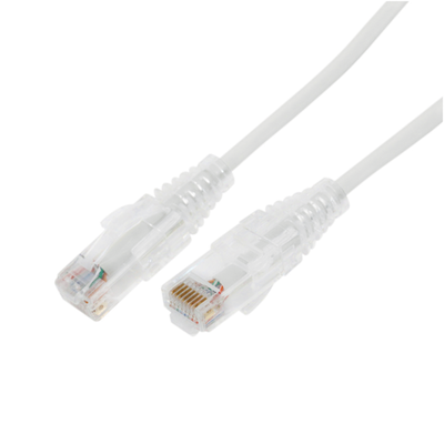Cable de Parcheo Slim UTP Cat6A – 0.5 Metros (1.64 Pies) Blanco, Diámetro Reducido (28 AWG)
