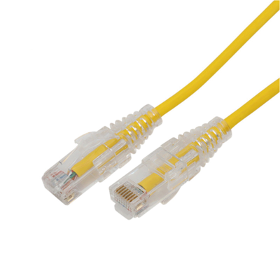 Cable de Parcheo Slim UTP Cat6A – 3 Metros (9.84 Pies) Amarillo, Diámetro Reducido (28 AWG)