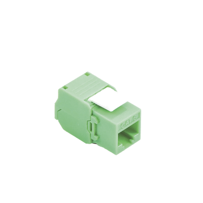 Módulo Jack Keystone Cat6A (Toolless), con Terminación en Ángulo 180 – Color Verde, Compatible con Faceplate y Patchpanel Linkedpro