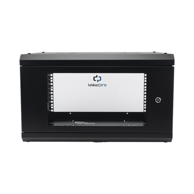 Gabinete de Pared con Puerta de Cristal Templado, 455mm de Profundidad, 6U Rack de 19», Acero Reforzado