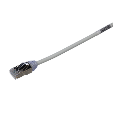 Patch Cord Cat6A, Diametro Reducido 28 AWG, Blindado S/FTP, CM/LS0H, 20 cm (7.87 Pulgadas), Color Gris