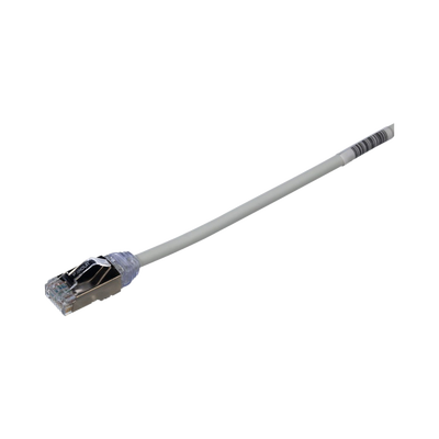 Patch Cord Cat6A, Diametro Reducido 28 AWG, Blindado S/FTP, CM/LS0H, 1 Metro (3.28 Pies), Color Gris
