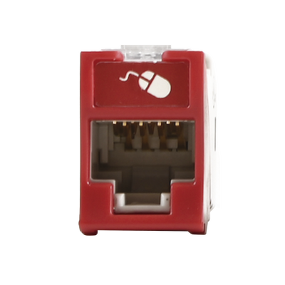Jack Ultramax Cat6a, Utp, Montaje Híbrido en Placa de Pared (Plano y Angulado), Color Rojo, Punch Down