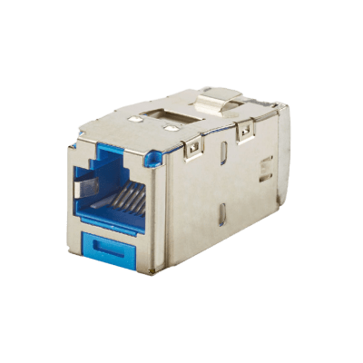 Conector Jack RJ45 Blindado, Estilo TG, Mini-Com, Categoría 6, de 8 Posiciones y 8 Cables, Color Azul