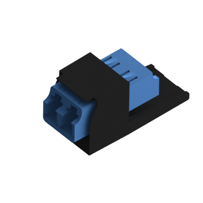 Módulo Acoplador LC Duplex, para Fibra Óptica Monomodo OS1/OS2, Tipo Mini-Com, Color Negro