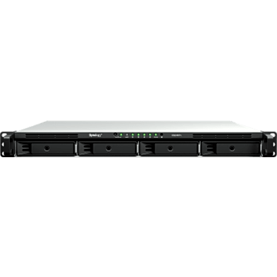 Servidor NAS Rackmount / 4 Bahías Hot-Swappable 1U / 2000/1300 MB/s Lectura/Escritura / 4 Puertos 1GbE RJ45 / PCIe 3.0 x8 / Dual Power Supply Redundante / DSM / Almacenamiento Empresarial