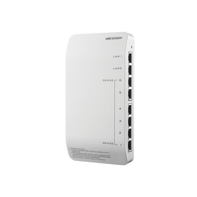 Distribuidor PoE (propietario) de Audio y Vídeo / Soporta Hasta 6 dispositivos / Compatible con Frente de Calle y Monitor IP HIKVISION