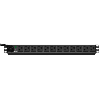 PDU ES2P Básico para Distribución de Energía, Enchufe de Entrada NEMA 5-15P, Con 12 Contactos NEMA 5-20R, Instalación Horizontal de 19in, 1UR, 15 Amp, 120 Vca