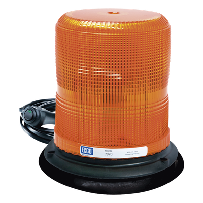 Baliza LED de Advertencia / 7 Pulgadas / Ámbar / SAE Clase I / 11 Patrones de Destello / 12-24 VDC / Montaje Magnético