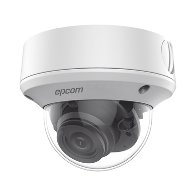 Domo TURBOHD 5 Megapixel / Lente Mot. 2.7 – 13.5 mm / 40 mts IR EXIR / TVI-AHD-CVI-CVBS / IK10 / IP67 / dWDR / 12 Vcc / 24 VCA