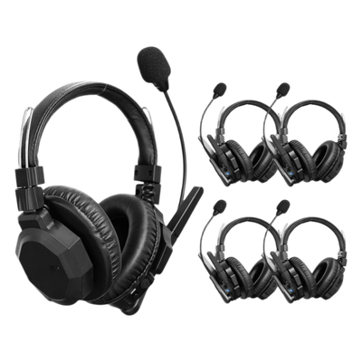 Intercomunicador Inalámbrico Binaural / Cancelación de Ruido IA / Alcance 500 m (1640 ft) / Bluetooth / Batería 1050 mAh / Full-Duplex / Kit 5 Unidades