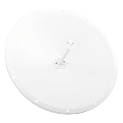 Antena Direccional / 4.8 – 6.5 GHz / 28 dBi / Alcance 20 km (12.4 mi) / Polarización Dual / Viento 200 km/h (124.3 mph)