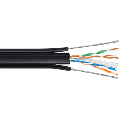 Bobina de Cable UTP Para Elevador de 305 Metros, 4 Pares, CAT6, Revestimiento de PVC con Doble Cable Mensajero, 23 AWG